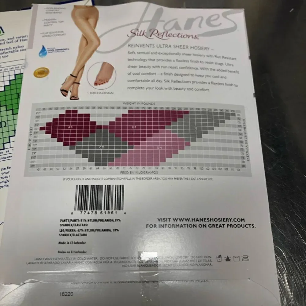 Hanes Too and Hanes Silk Reflections Size AB Bisque, Barley Black and Little Col